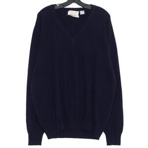 Vintage Sweater Cashmere Old Money Grandpa Minimalist Preppy Academia Blue XL